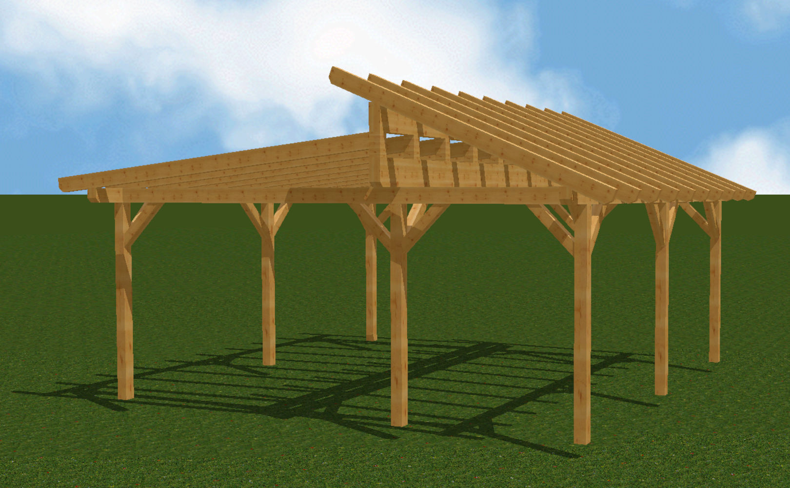 Pergola-Doppelpultdach 1305 634x634cm