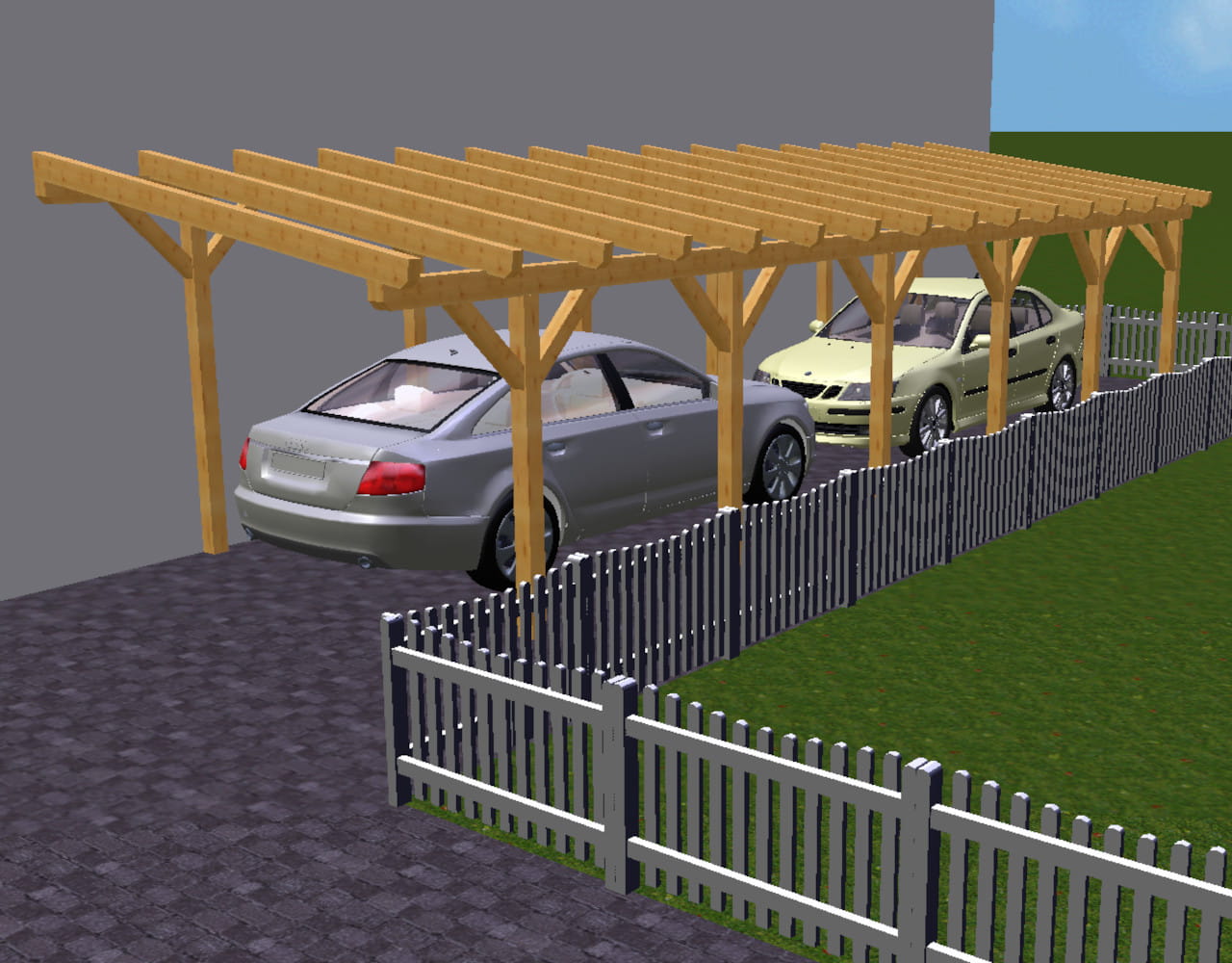 Doppelcarport Pultdach 1310 340x1100 Doppelcarport Pultdach 1310 340x1100