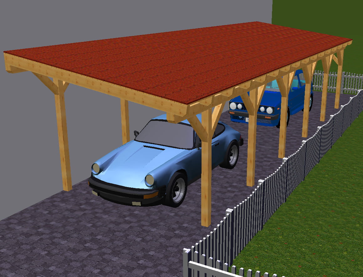 Doppelcarport Pultdach 1310 340x1100 Doppelcarport Pultdach 1310 340x1100