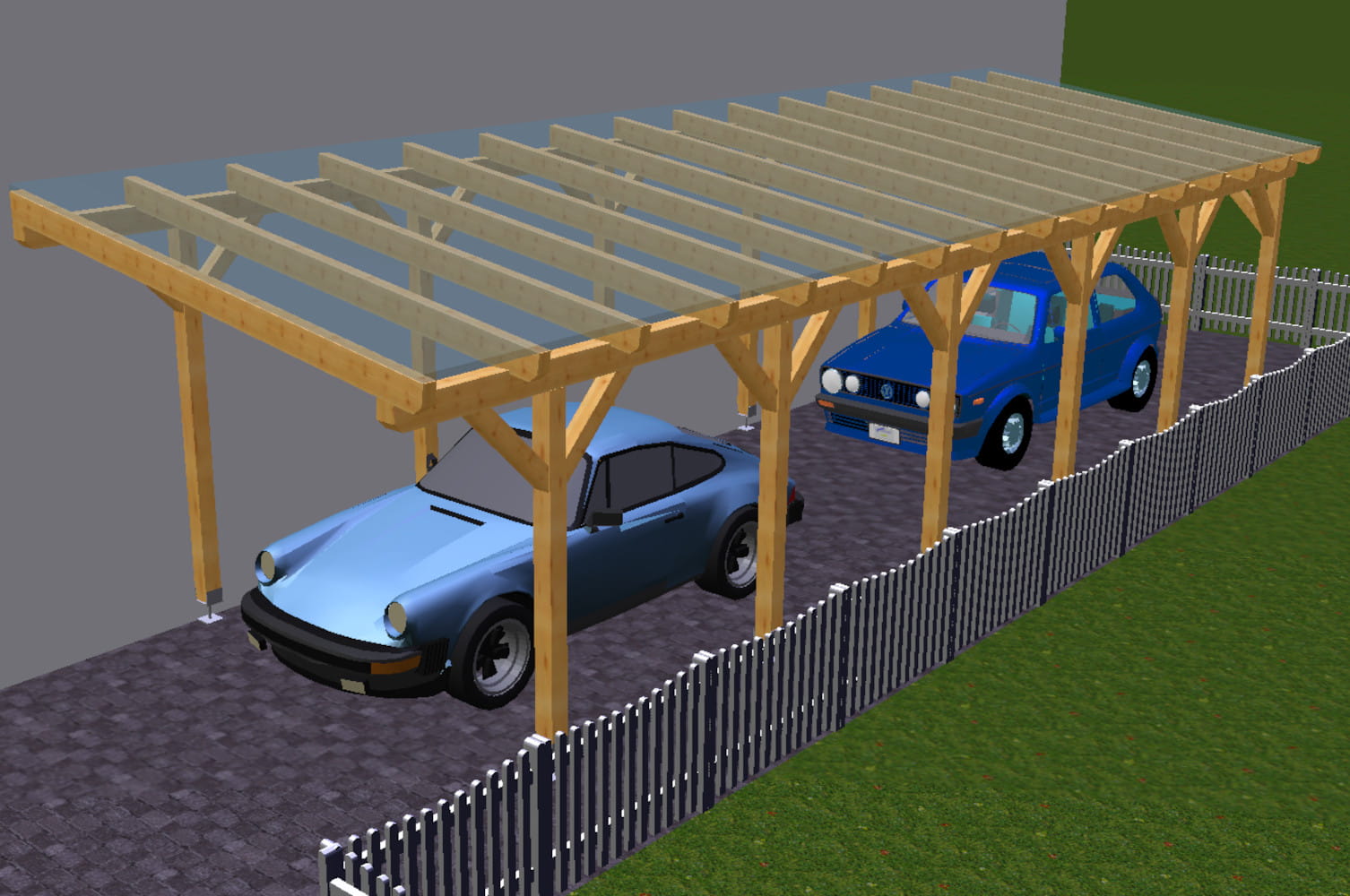 Doppelcarport Pultdach 1310 340x1100 Doppelcarport Pultdach 1310 340x1100