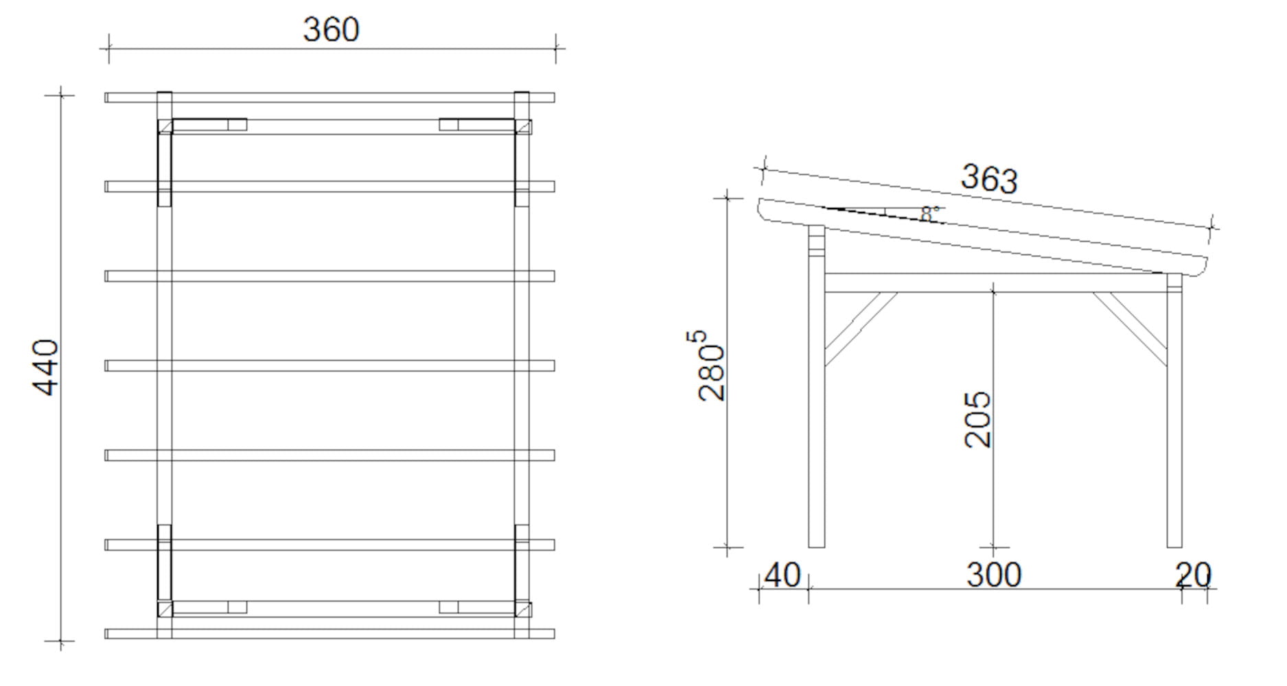Pergola-Pultdach 1303 440x360cm