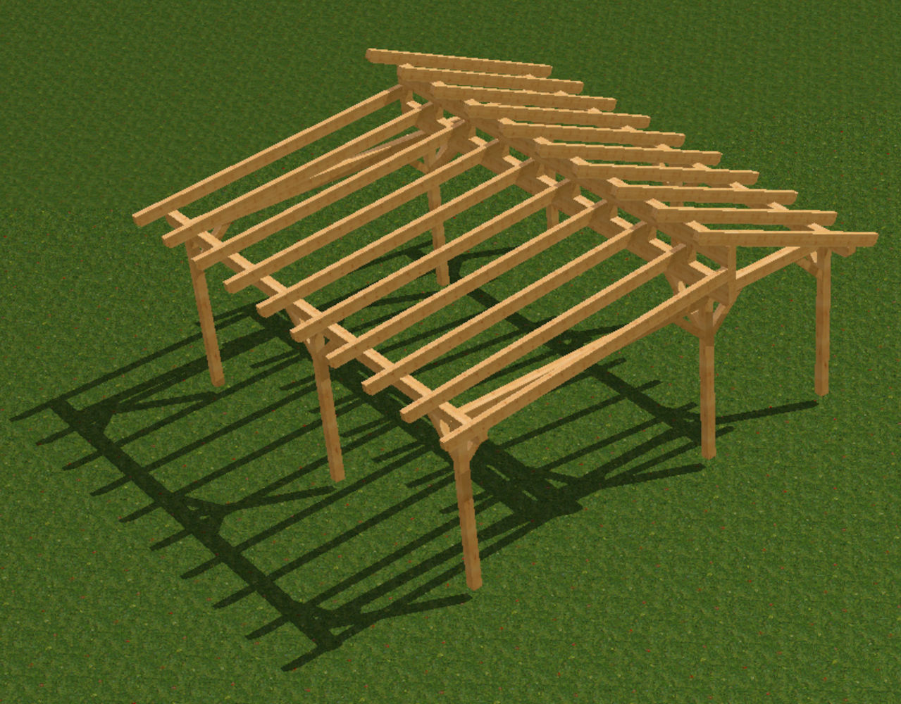 Pergola-Doppelpultdach 1305 634x634cm