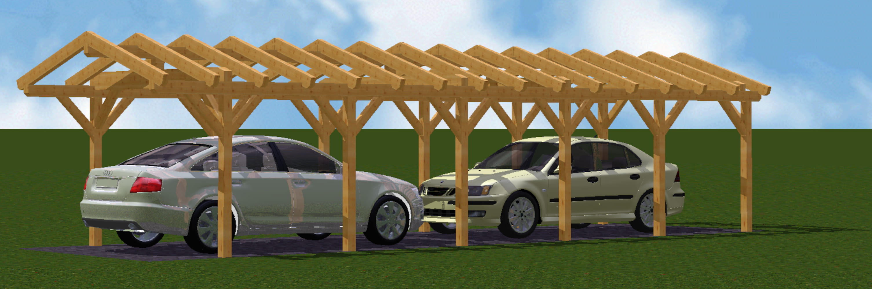 Doppelcarport Satteldach 1311 360x1100